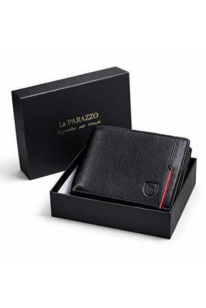 La Parazzo 100% Genuine Leather Men’s Wallet – Premium Black Bifold with ID W...