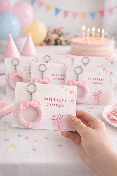 leylooks Kız bebek yeni doğan ve doğum günü hediyelik anahtarlık (10 adet)