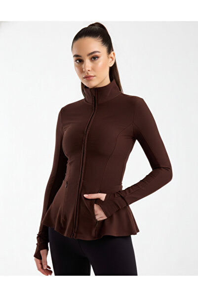 MAİMODA Women's Peplum Cut Sports Jacket with Finger Holes -Hijab Compatible/...