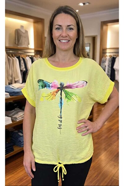 ihaoo Women's short-sleeved blouse Dragonfly