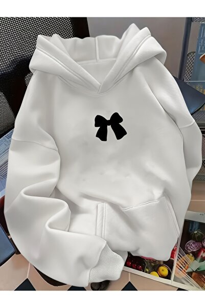 Deocept Unisex Minimal Ribbon Printed Hooded Kangaroo Pocket Comfortable Fit ...