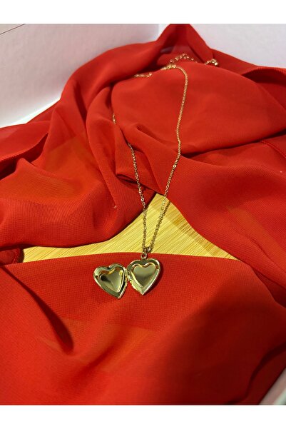 ZEYNEP KARACA Açılır Kalp Madalyon Kolye – Altın Renk | Özel Kutulu Sevgilile...