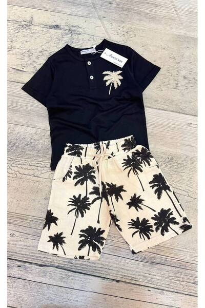 Store Müslin Kumaş Şortlu Erkek Takım