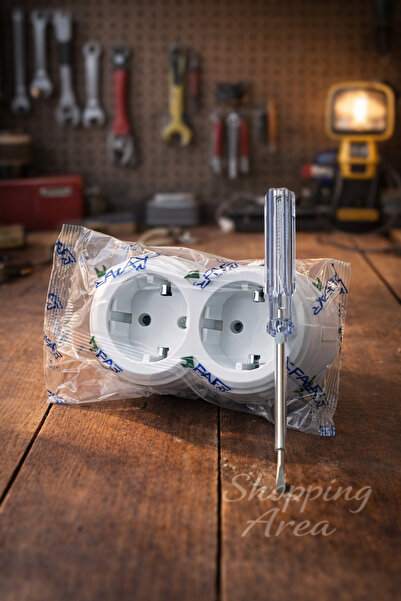 Shopping Area İkili Priz Çoklayıcı + Kontrol Kalemi Seti