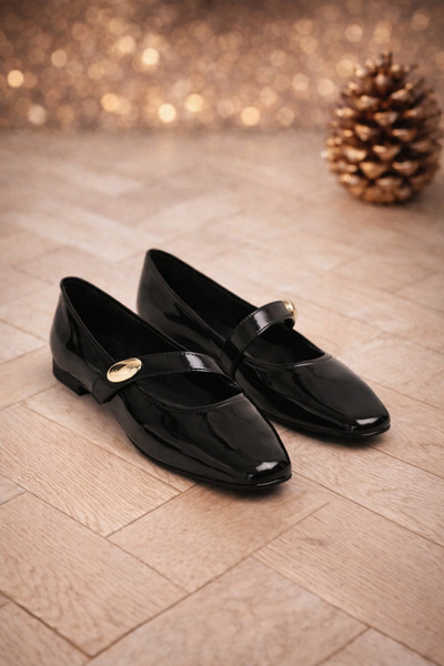 Behtah Kundura Дамски балетни пантофки Rugan със стилна катарама и ортопедичн...