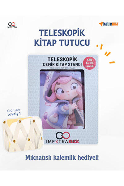 KATREMİA IMEXTRA-Kitap Tutucu-Ayarlanabilir Teleskopik Metal Masaüstü Kitap D...