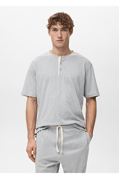 MANGO Man Pamuklu uzun pijama seti