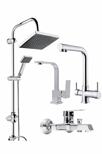 Fulcie robot duş seti üç yollu arıtmalı batarya kare lavabo bataryası kare ba...