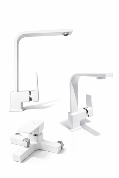 MUSLUQ Beyaz Kare 3'lü Set Banyo Bataryası - Lavabo Bataryası - Mutfak Batary...