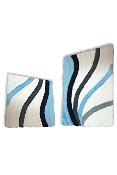 OEM Set of 2 Bath Mats, Line Blue