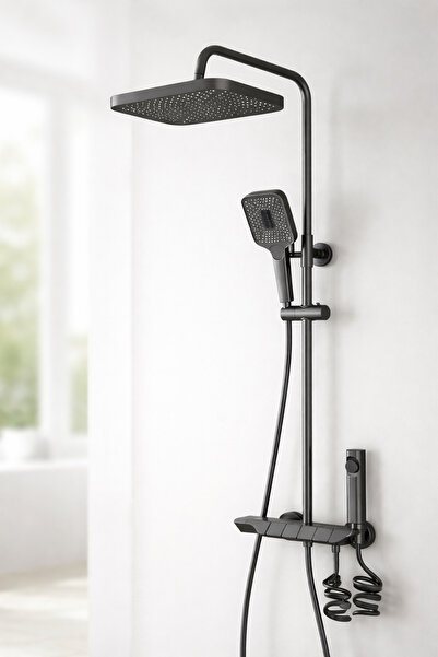 MUSLUQ Antracite Banyo Robot Duş Seti Piyano Çok Fonksiyonlu Tepe Duş Lüx Seri