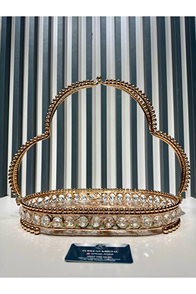 Vakıf home Metal Taşlı Kulplu İşlemeli Gold Şekerlik Çikolatalık Gondol