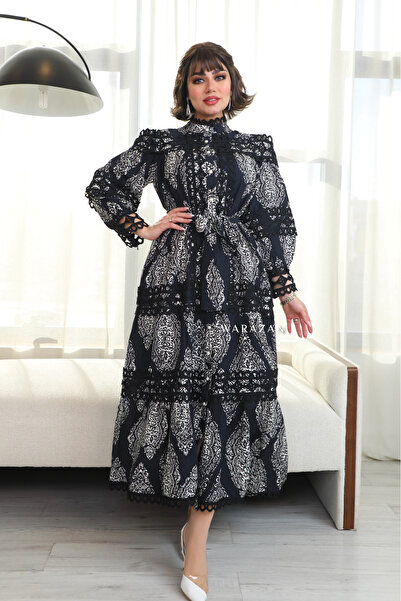 Warazan فستان مشجر باكمام طويله