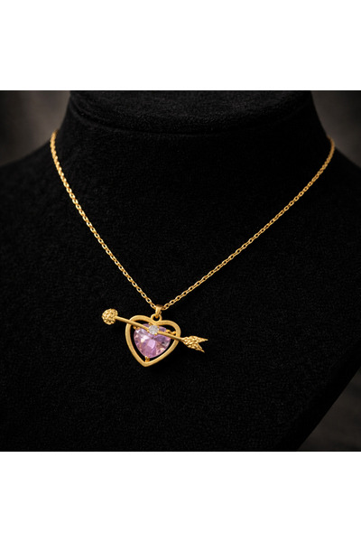 Sweet bunny Stainless Steel Necklace with Stone Heart Figure – Elegant and St...