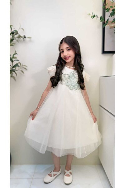 gmax Girls' dress with raised floral embroidery