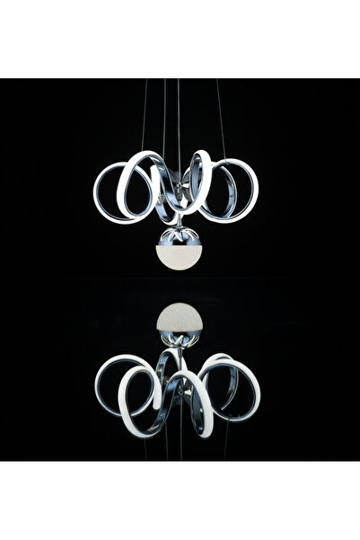 MYLUX AYDINLATMA VE TASARIM Davin Modern KROM LED Avize – Spiral Halka Tasarı...