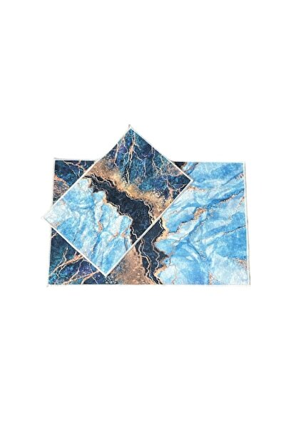 OEM Non-slip Bath Mat Set, 2 Pieces, 60x90cm, 40x60cm, Blue