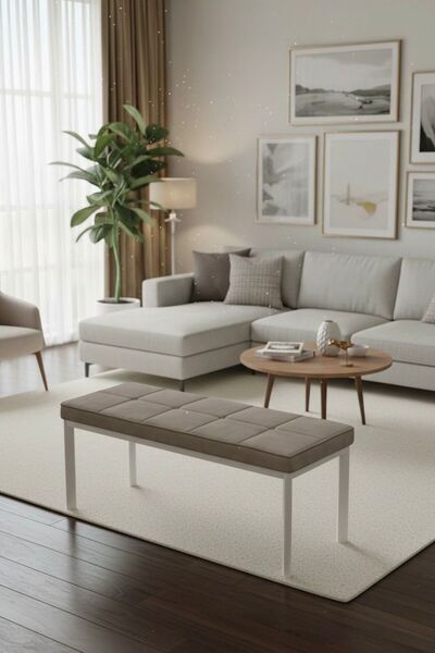 todek home Vena 105x40 Bench - Babyface Kumaş Çımalı Döşeme Puf Bench