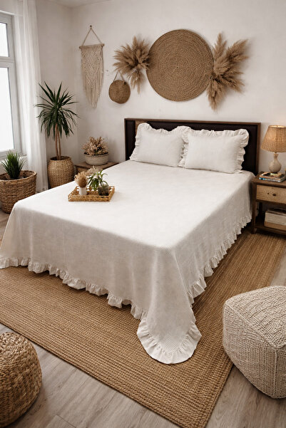 Doğa Set cuvertură de pat Waffel și set Pique, 100% bumbac, dimensiune dublă