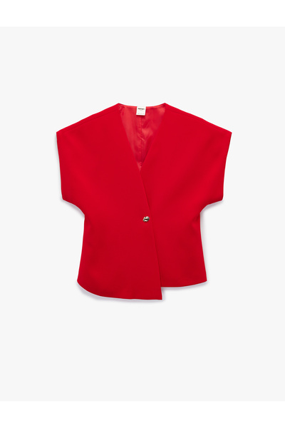 Koton Sleeveless Asymmetrical Double-Breasted Collar Vest with Metal Accessories