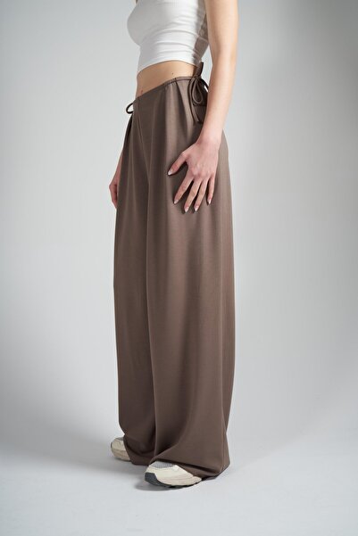 citycenterfashion Pantaloni de damă din modal, cu talie înaltă, cu șnur later...