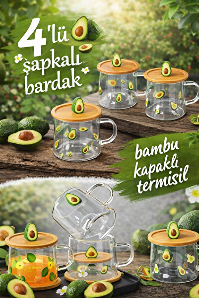 Berdina Home 3D Avakado Figürlü Baskılı Sıcak Soğuk Borosilikat Cam Meşrubat ...