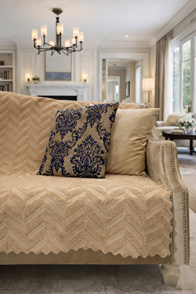 Gizo Home Kaymaz Taban Süngerli WELSOFT Koltuk Örtüsü, Çekyat Örtüsü - Bej Re...