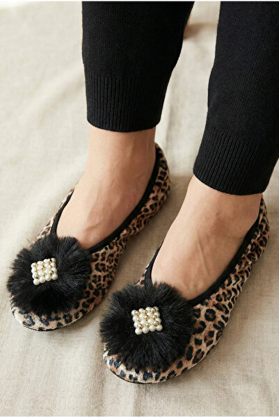 Mijja نعال منزلية مخملية، مزينة باللؤلؤ والريش، هدية يومية، نعال غير قابلة لل...