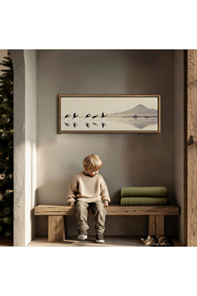 Tuba Decor Tek Parça Gerçek Ahşap Yatay Panorama Çerçeveli Tablo renkli tablo...
