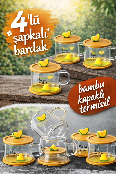 Berdina Home 4-Piece Melon Figured Printed Hot and Cold Borosilicate Glass So...