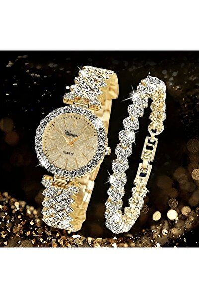 VEYA A luxurious women's set consisting of a watch and bracelets set with art...