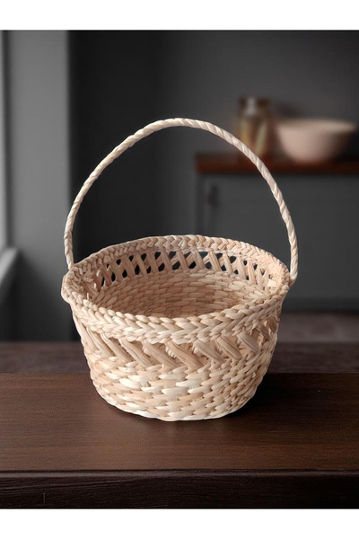 EM&MA DESİNG Wicker Basket Set of 2 (20X11X20 cm) Decorative Kitchen Living Room Garden Multi-Purpose Organizer