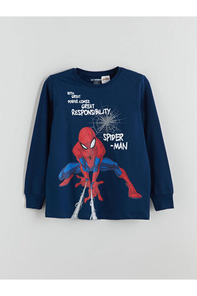 LC Waikiki قميص بيجامة للأولاد مطبوع عليه Seçimler I Zero Roba Collar Spiderm...