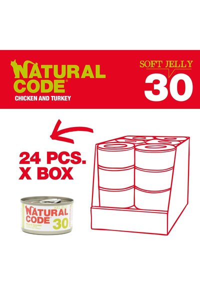 Natural Code علب دجاج وديك رومي في جيلي للقطط، 85 غرام، عبوة من 24 علبة