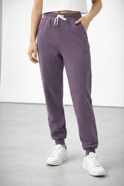 VİEZZA Winter Three-Thread 100% Cotton Women's Sweatpants with Fleece Inside