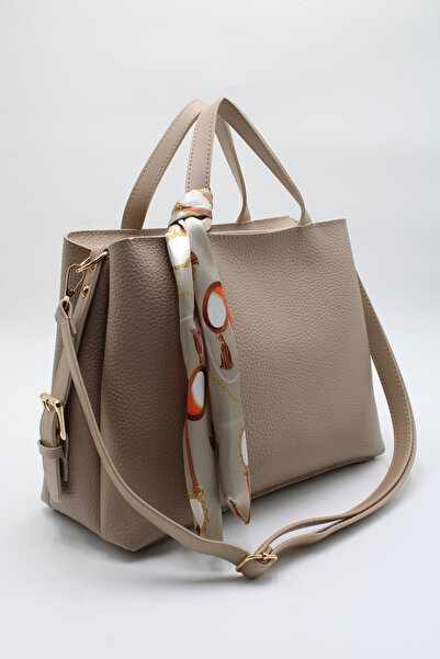 LASSO Women's Beige Large Size Double Handle Scarf Detailed Hand, Arm and Sho...