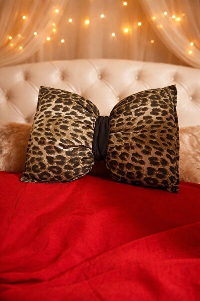 Madame Home 35X50 Leopard Patterned Decorative Pillow with Bow – Stylish Thro...