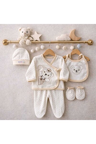 CONCON طقم خروج من المستشفى للمواليد الجدد مكون من 5 قطع من القطن العضوي