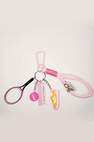 İLKYAZ Tennis Racket and Shoes Pink Bag Charm and Bag Accessory Keychain