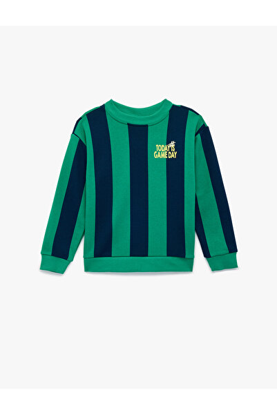 Koton Hanorac cu mânecă lungă, cu decolteu rotund, cu imprimeu pe spate și dungi