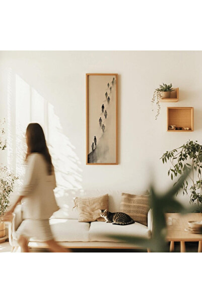 Tuba Decor Tek Parça Gerçek Ahşap dikey Panorama Çerçeveli Tablo renkli tablo