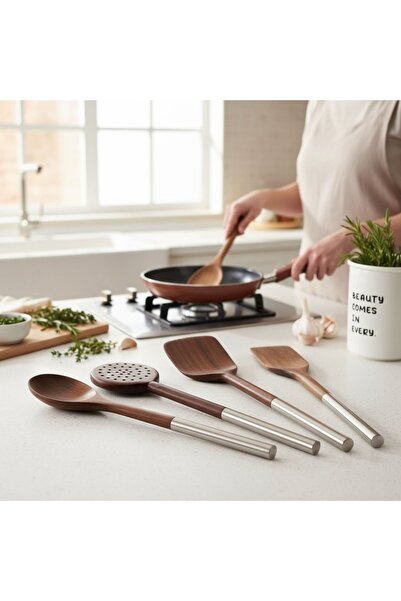 zezedesing مجموعة أدوات المطبخ المكونة من 4 قطع من خشب الأكاسيا - مجموعة ملعق...