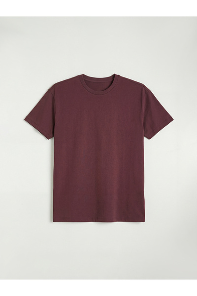 LC Waikiki Burgundy Crew Neck Printed Oversized Women's Sports T-Shirt