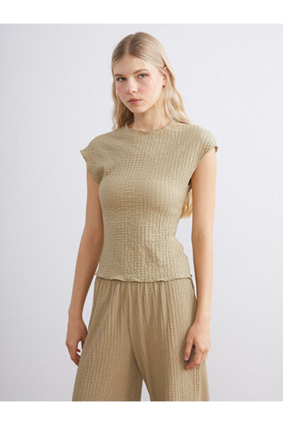 LC Waikiki Rmz Gi̇yi̇m Farkiyla Zero Roba Collar Textured Women's Bodysuit