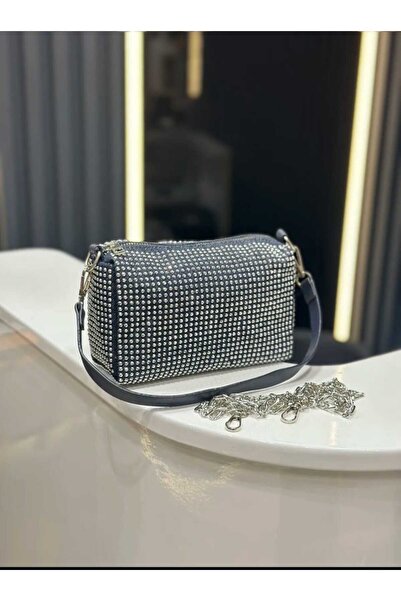 ÖZÜM TAKI Women's Silver Stone Evening Dress Bag Blue