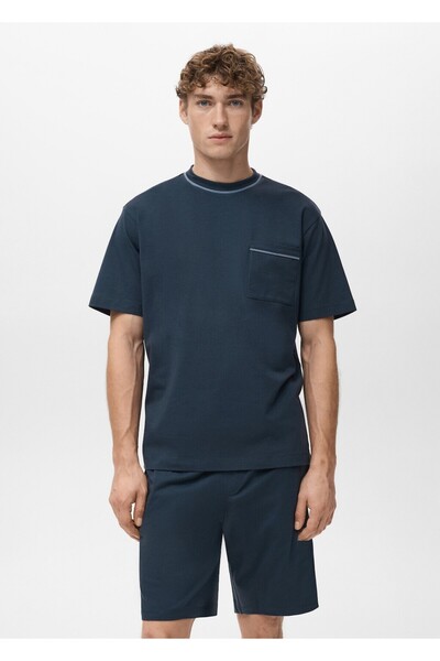MANGO Man Pamuklu şort pijama takımı
