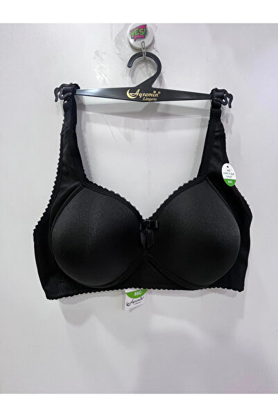 NERGIZ Women's C Cup Underwire-Free Gathering Black Bra