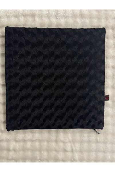 Siyah Girdap Desen Raşel Kırlent Kılıfı 40x40 cm