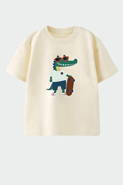 Monila Erkek Çocuk Pamuklu Bisiklet Yaka Baskılı T-Shirt