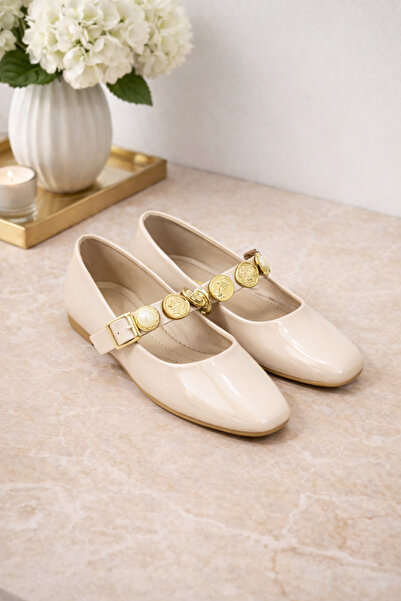 Behtah Kundura Women's Stone Buckle Patterned Ballerinas Stylish Buckle Ortho...